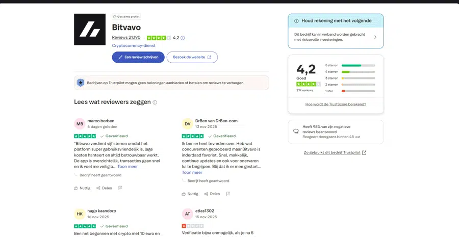 Bitvavo reviews en klantervaringen - doorgaans positief Bitvavo reviews en klantervaringen - doorgaans positief