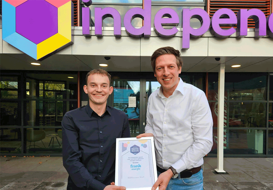 Frank Energie wint Independer Award voor Beste Energieleverancier Frank Energie wint Independer Award voor Beste Energieleverancier