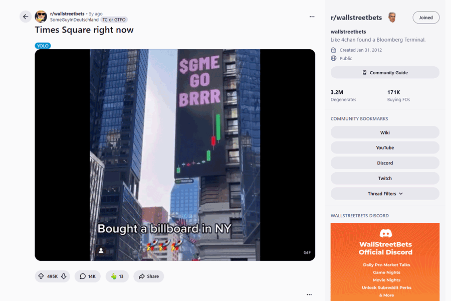 Reddit Wallstreetbets - GME go Brrr meme Reddit Wallstreetbets - GME go Brrr meme