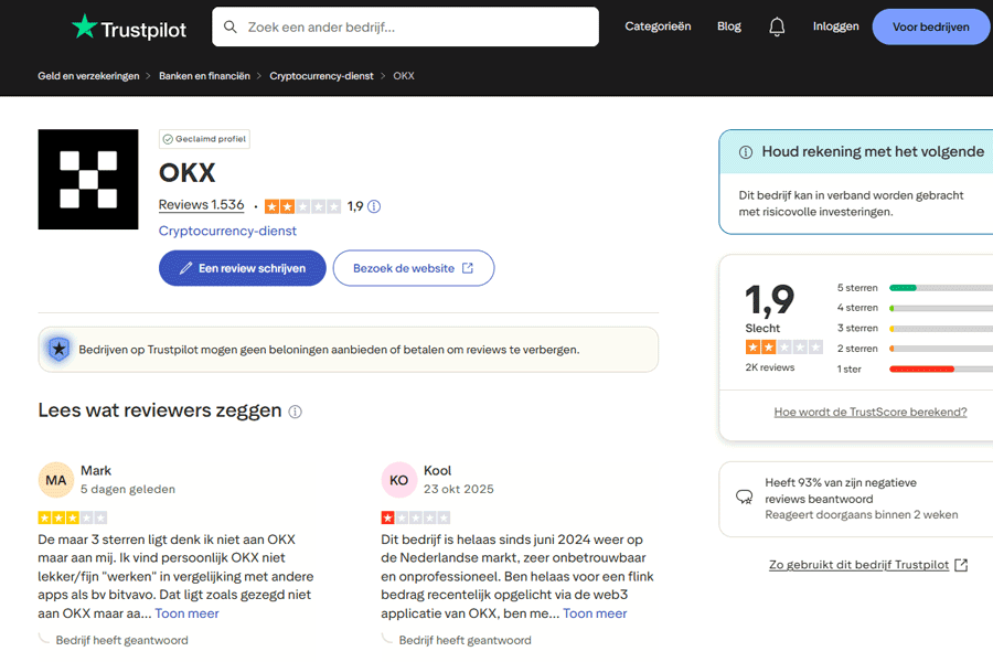 OKX reviews - wat zeggen gebruikers? (Trustpilot & Reddit) OKX reviews - wat zeggen gebruikers? (Trustpilot & Reddit)